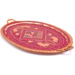 Eva Copper 23X34 cm Oval, Işlemeli, Pirinç Saplı Kalın Bakır Çay ve Kahve Sunum, Servis Tepsisi - 34 x 23 Cm - Lila