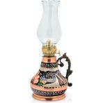 Eva Copper 350 ml Dekoratif Nostaljik Fitilli Bakır Kandil, Işlemeli Gaz Lambası - Renkli - Sadece Lamba