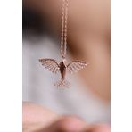 Eva Jewelry Anka Kuşu Beyaz Taşlı 14 K Rose Gold Kaplama Kadın Kolye