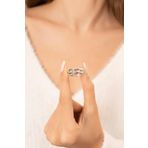 Eva Jewelry Kırmızı Kalp Ritmi Motifli Gümüş Kaplama Ayarlanabilir Çift Alyans Yüzük