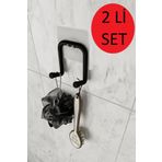 EVA METAL TASARIM Yapışkanlı 2 Adet Çift Kancalı Banyo Mutfak Askısı Metal Askılık Duvar Askı Organizer