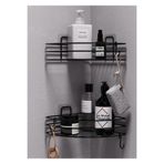 EVA METAL TASARIM Yapışkanlı 2 li set Banyo Köşeliği Köşe Rafı Duş Şampuanlık Duvar Düzenleyici Organizer Raf