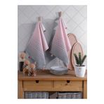Eva Ponponlu 2'li Somon Mutfak Havlusu 40 x 60 cm Kurulama Bezi Set Pamuklu Somon 40 x 60