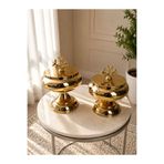 Evaart 2'Lİ DEKORATİF GOLD RENK AYAKLI ŞEKERLİK EV SALON OFİS DEKORU