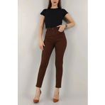 EvaGlams EvaGlam Kadın Kahve Darpaça Denim Pantolon Darpaça Kot Pantolon Skiny Pantolon