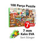 EVAKANCA 108 Parçalı Ara-Bul Kalın Çocuk Puzzle 6-7 Yaş Yapboz Oyun Odası