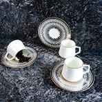 Evaliza Crown Platin 6 Kişilik Kahve Fincan Takımı 80 ml - Beyaz