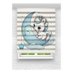 evana home Unicorn ve Ay Desenli Zebra Perde – Çocuk Odası İçin Masalsı Tasarım