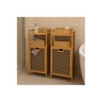 Evanev 2 Adet Eva Medusa Bambu Kirli Çamaşır Sepeti 2 Katlı Raf Banyo Dolabı 95x40x30 cm