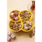 Evanilife Sultan Garden 4 Bölmeli Çerezlik El Yapımı Seramik Atıştırmalık Sunumluk Kase Cips, Kuruyemiş Tabağı - Sarı