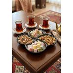 Evanilife Sultan Garden 4 Bölmeli Çerezlik El Yapımı Seramik Atıştırmalık Sunumluk Kase Cips, Kuruyemiş Tabağı - Siyah