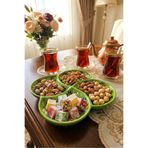 EvaniLife Sultan Garden 4 Bölmeli Çerezlik El Yapımı Seramik Atıştırmalık Sunumluk Kase Cips, Kuruyemiş Tabağı