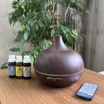 Evanthe 500 ml Aromaterapi Difüzör Ultrasonik Buharlı Oda Nemlendirici Hava Yayıcı - Koyu Kahverengi