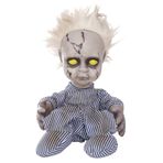 EVAPLUS 28 cm Cadılar Bayramı Perili Ev Ağlayan Bebek Terör Dekorasyon Oyuncağı, Animatronik Dolaşım Ürkütücü Bebek Cadılar Bayramı Dekorasyonu, Pille Çalışan Perili Ses Etkinleşen Tatil Aksesuarı
