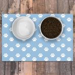 Evaşk Vinil Kaymaz Tabanlı Keçe Baskılı Evcil Hayvan Pet Mama Paspası 30x45 - Mavi