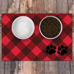 Evaşk Vinil Kaymaz Tabanlı Keçe Baskılı Evcil Hayvan Pet Mama Paspası 40x60 - Kırmızı