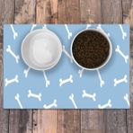 Evaşk Vinil Kaymaz Tabanlı Keçe Baskılı Evcil Hayvan Pet Mama Paspası 40x60 - Mavi