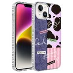 Evastore Apple iPhone 14 Airbag Kenarlı Renkli Desenli Silikon Zore Elegans Kapak Kılıf