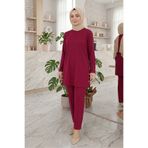 evavi Kadın Bordo Modal Kumaş Tunik ve Pantolon Takımı