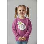 Evavi Kız Çocuk Şeker Bulut Baskılı Bisiklet Yaka Pembe Sweatshirt - 3 - 4 Yaş