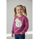 Evavi Kız Çocuk Şeker Bulut Baskılı Bisiklet Yaka Pembe Sweatshirt - 7 - 8 Yaş