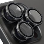 Evax Apple iPhone 15 Pro Max / 15 Pro Uyumlu Kamera Koruyucu Lens Mercek Metal Çerçeveli 3'lü Set - Siyah