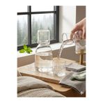EVBİENTE Borosilicat Cam Başucu Sürahisi Bardak Kapaklı Set