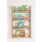evbiziz Açık Ceviz Montessori Eğitici Çocuk Odası Kitaplık Duvara Monte 4 Bölmeli 120cm-60cm-9cm