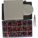 Evcee Ütülenebilen Karma Boncuk Seti 3600 Adet Tabla ve Organizer Dahil (5mm Midi Boncuk) (Cımbız Dahil) - beyaz