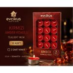 Evcikuş Kokulu Tealight Mum 10 Adet | 3 Saat Yanma Süresi | Amber, Sandal, Vanilya, Kiraz Çiçeği - Kırmızı