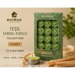Evcikuş Kokulu Tealight Mum 10 Adet | 3 Saat Yanma Süresi | Amber, Sandal, Vanilya, Kiraz Çiçeği - Yeşil