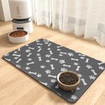 Evcil Hayvan Besleme Matı-Emici Köpek Maması Mat-Mat Yiyecek ve Su için Leke Yok Hızlı Kuru Su Sebili Mat-Evcil Hayvan Malzemeleri-Dağınık İçiciler için Köpek Servis Altlığı 30 cm x 40 cm Koyu Gri
