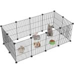 Evcil Küçük Hayvan Kedi Köpek Kuş Evi Kafesi Oyun Parkı Portatif Taşınabilir Metal Tel 12 P - Beyaz