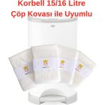 Evde Hijyen Yerliçöppoşeti Korbell 16L Uyumlu Toplamda 2000 Bez Alabilen 4 Paket Çöp Torbası