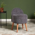 Evdebiz Sırtlı Masif Ayaklı Puf - Gri - 66x41x49 cm