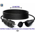 EvDeCharge H07RN-F Uzatma Kablosu | 3×2,5 Mm² |15 Metre| 16A | Elektrikli Araç Şarjı için En Doğru Uzatma Kablosu - Siyah