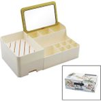 EvdeGerek Aynalı Bambu - Çekmeceli Makyaj - Takı Organizer Sert Plastik 13 Bölmeli 28.5X17.5X9.5CM (5399) - (No Color)