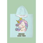 Evdek Dream Unicorn Çocuk Panço Plaj Havlusu - Mavi - 4 - 6 Yaş