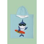 Evdek Shark Çocuk Panço Plaj Havlusu - Mavi - 7 - 10 Yaş