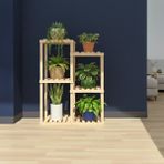 Evdekka 120 cm Boy 80 cm En Dekoratif Ahşap Çiçeklik - 5 Katlı Modern Saksı Standı - Yer Tasarruflu - Bej