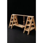 Evdekka Ahşap Dekoratif Salıncaklı Raf - Merdiven Tasarımlı Takı Ve Çiçek Standı (40X30 Cm)