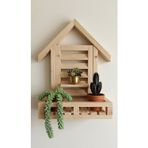 Evdekka Dekorev Ham Köknar Ahşap Ev Tasarımlı Duvar Rafı - Dekoratif Mutfak Ve Banyo Rafı - 40X20X25 Cm