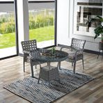Evdemo Ayaz 2 Kişilik Rattan Bahçe Balkon Mutfak Masa Takımı Açık Gri Naturel