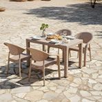 Evdemo Bamboo 4 Kişilik Rattan Masa Sandalye Takımı Cappuccino