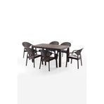 Evdemo Bamboo 6 Kişilik Rattan Masa Sandalye Takımı Kahve