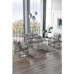 Evdemo Breda 2+1+1 Gri Cam Masalı Rattan Örgü Bahçe Balkon Takımı