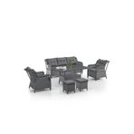 Evdemo Deniz Rattan Puflu Bahçe Balkon Takımı 3+1+1 Antrasit
