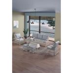 Evdemo Edra Rattan Puflu Bahçe Balkon Takımı 3+1+1+Camı Masa Kemik Rengi