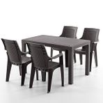 Evdemo Efes 4 Kişilik Rattan Masa Sandalye Takımı Kahve Siyah