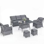 Evdemo Eren Rattan Puflu 3+1+1 Antrasit Bahçe Balkon Takımı